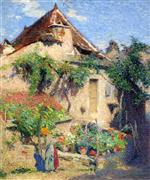 Henri Martin  - Bilder Gemälde - House and Garden at Saint-Cirq-Lapopie