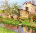 Henri Martin  - Bilder Gemälde - Maison au bord de Ruisseau