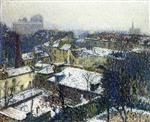 Henri Martin  - Bilder Gemälde - The Roofs of Paris in the Snow, the View from the Artist's Studio