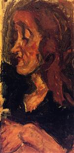 Chaim Soutine  - Bilder Gemälde - Head of a Woman in Profile