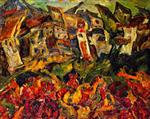 Chaim Soutine  - Bilder Gemälde - Houses with Pointed Roofs