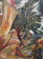 Chaim Soutine  - Bilder Gemälde - Landscape with Figures - Ceret