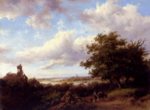 Frederik Marianus Kruseman - paintings - A Blustery Summer Landscape
