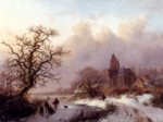 Frederik Marianus Kruseman - Peintures - Un paysage d'hiver froid