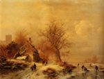 Frederik Marianus Kruseman - paintings - Figures in a Frozen Winter Landscape