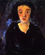Chaim Soutine  - Bilder Gemälde - Portrait of a Woman against Blue Background
