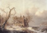 Frederik Marianus Kruseman - paintings - Figures in a Winter Landscape