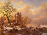 Frederik Marianus Kruseman - Peintures - Patinage en plein hiver