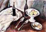 Chaim Soutine  - Bilder Gemälde - Still Life with a Fruit Bowl and Three Bottles