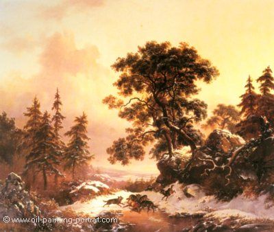 Wolves in a Winter Landscape