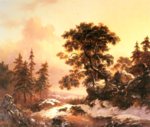 Frederik Marianus Kruseman - paintings - Wolves in a Winter Landscape