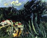 Chaim Soutine  - Bilder Gemälde - Village on the Left, Trees on the Right