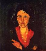 Chaim Soutine  - Bilder Gemälde - Woman with Red Collar