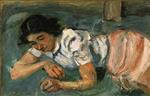 Chaim Soutine  - Bilder Gemälde - Young Woman Lying on the Grass 