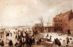 Hendrick Avercamp - paintings - A Scene on the Ice near a Town