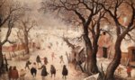 Hendrick Avercamp - paintings - Winter Scene on a Canal