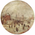 Hendrick Avercamp - paintings - Winter Landscape with Skaters