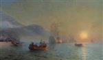 Ivan Aivazovsky  - Bilder Gemälde - Columbus Sailing by Cape Palos