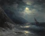 Ivan Aivazovsky  - Bilder Gemälde - Moonlit Landscape with a Ship