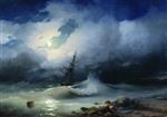 Ivan Aivazovsky  - Bilder Gemälde - Rough Sea at Night