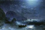 Ivan Aivazovsky  - Bilder Gemälde - Storm on the Sea at Night