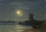 Ivan Aivazovsky  - Bilder Gemälde - The Windmill in the Moonlight