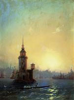 Ivan Aivazovsky  - Bilder Gemälde - View of the Leander Tower in Constantinople