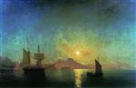 Ivan Aivazovsky  - Bilder Gemälde - View of Vesuvius on a Moonlit Night