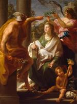 Pompeo Girolamo Batoni - Bilder Gemälde - Mercury Crowning the Mother of Arts, Philosophy