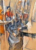 Umberto Boccioni - Bilder Gemälde - Interior with Two Female Figures