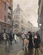 Paul Gustave Fischer - Bilder Gemälde - City life on Østergade Copenhagen