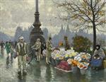 Paul Gustave Fischer  - Bilder Gemälde - Flower sellers at Dronning Louises Bridge Copenhagen