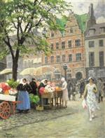Paul Gustave Fischer  - Bilder Gemälde - Højbro Plads and Amagertorv Copenhagen