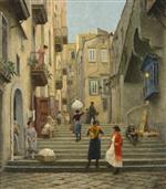 Paul Gustave Fischer  - Bilder Gemälde - Naples street scene