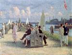 Paul Gustave Fischer  - Bilder Gemälde - People on a Promenade