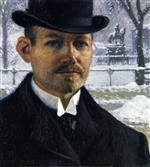 Paul Gustave Fischer  - Bilder Gemälde - Self-Portrait in Nytorv during Winter
