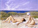 Paul Gustave Fischer  - Bilder Gemälde - Sunbathing in the Dunes