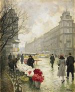 Paul Gustave Fischer  - Bilder Gemälde - The Flower Market at Søtorvet Copenhagen