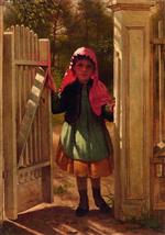 John George Brown - Bilder Gemälde - At the Doorway
