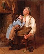 John George Brown - Bilder Gemälde - Buttercups for Grandpa