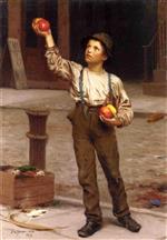 John George Brown  - Bilder Gemälde - The Young Apple Salesman