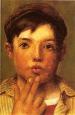John George Brown  - Bilder Gemälde - Urchin Head of Boy