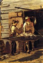 John George Brown  - Bilder Gemälde - Weighing the Catch