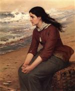 John George Brown  - Bilder Gemälde - When the Flowing Tide Comes In