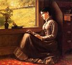 John George Brown  - Bilder Gemälde - Woman Seated at Window