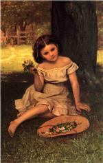 John George Brown  - Bilder Gemälde - Young Girl with Flowers