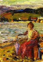 Wassily Kandinsky  - Bilder Gemälde - Kochel - Lady Seated by a Lakeside