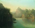 Lev Feliksovich Lagorio  - Bilder Gemälde - Mountain Landscape with Lake