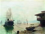 Lev Feliksovich Lagorio  - Bilder Gemälde - Sailing Ships in the Harbour