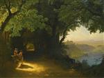 Lev Feliksovich Lagorio  - Bilder Gemälde - View of Castel Gandolfo and Lake Albano